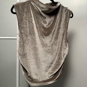 Gray/Tan Velvet Sleeveless Top